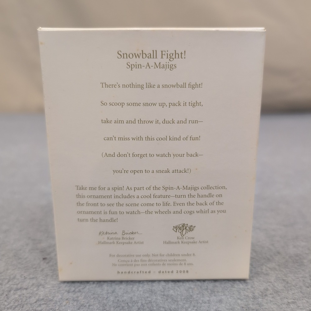Hallmark Keepsake Snowball Fight Spin-A-Majigs Christmas Ornament 2008 - Picture 2 of 3